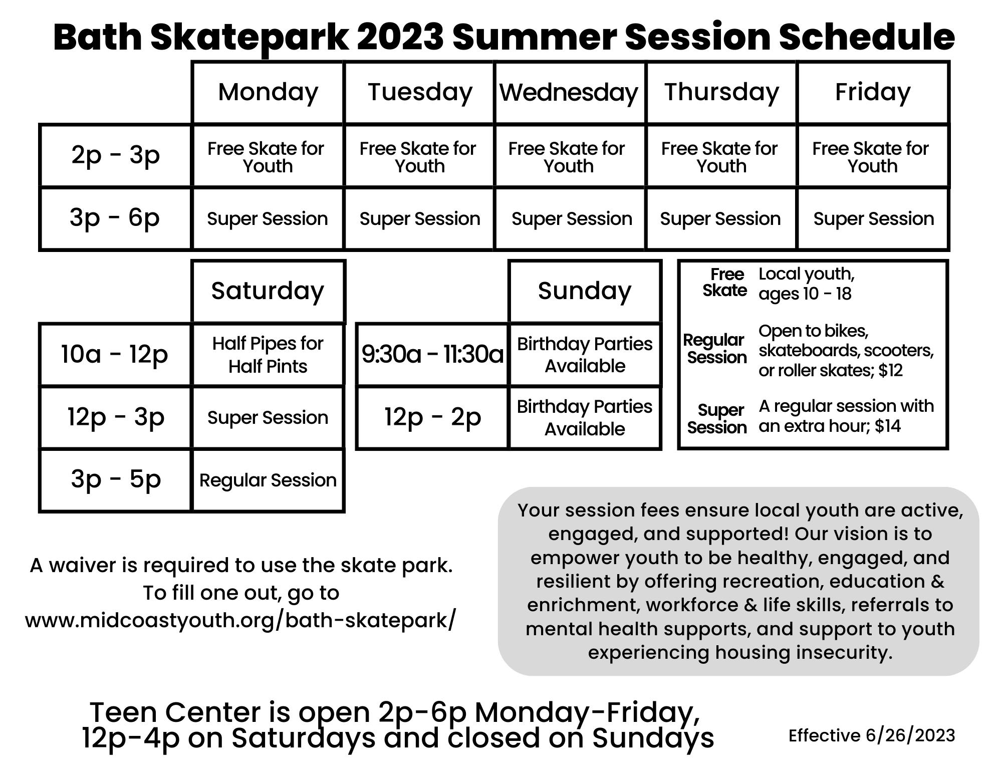 2023 Sessions Effective 6-26-23
